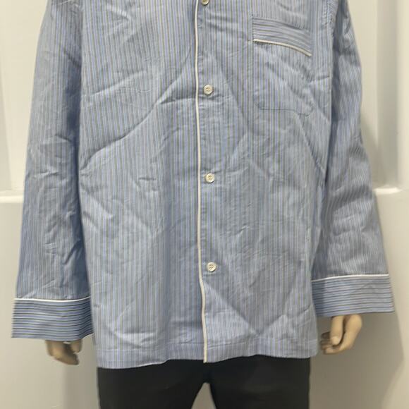 Joseph Abboud Long Sleeve Button Up Pajama Shirt Blue Stripe Size XL NWT - Picture 4 of 9